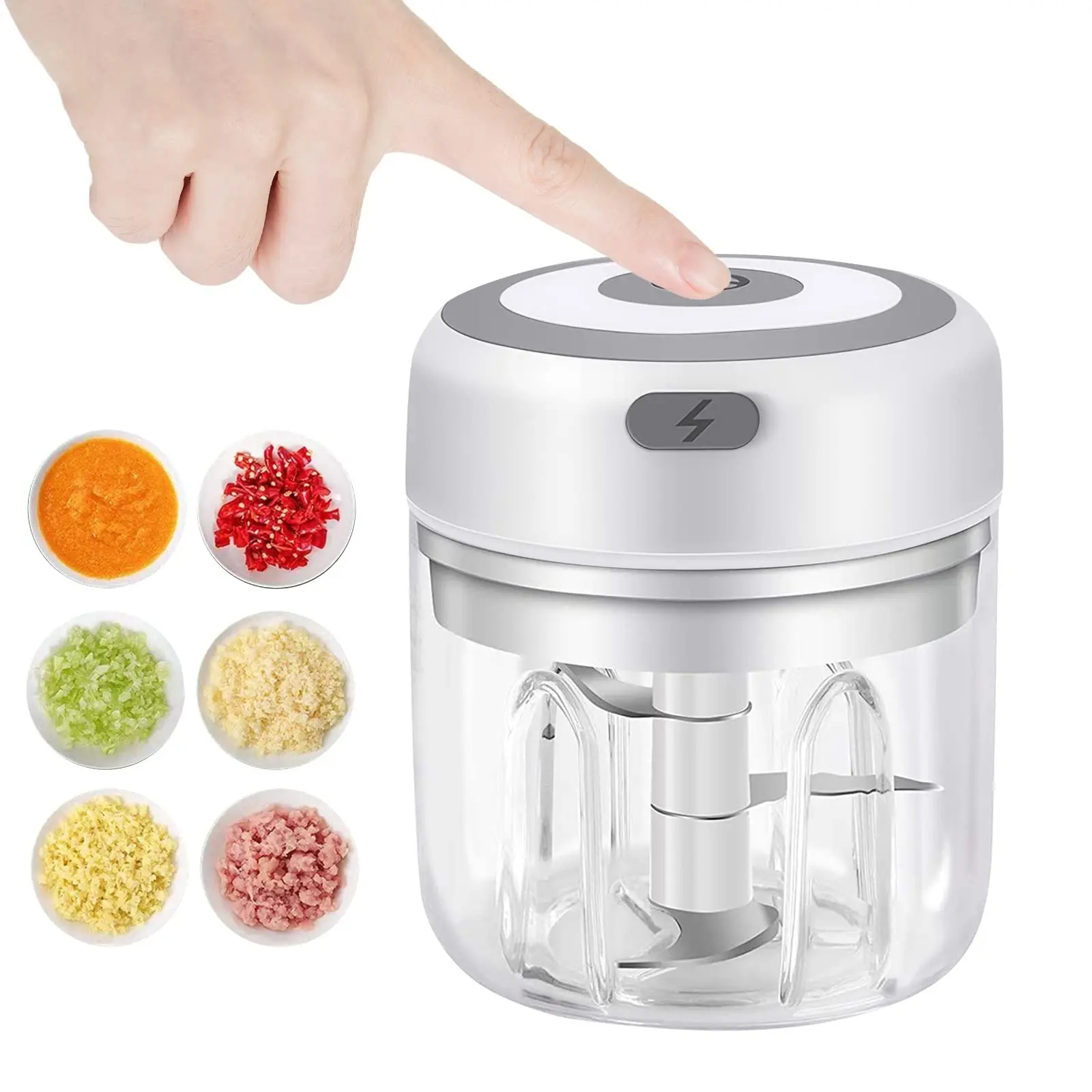250ML USB Rechargeable Cordless Multifunctional ABS Electric Garlic Chopper - Home Food Processor, Modern Kitchen Tool for Nuts, Meat, Sleek, Safe, Easy-Clean Essential