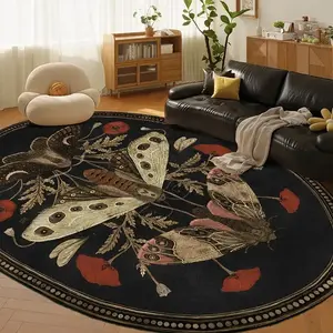 Vintage Insect Living Room Carpet, Luxurious Butterfly Moth Rug, Boho European Home Decor, Soft Plush Foot Mat, Suitable for Lounge Bedroom, Butterfly, Decorative Area Rug, Bohemian Style Rugs