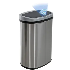 Kitchen Trash Can with Lid, 13 Gallon Automatic Garbage Can for Bathroom Bedroom Home Office 50 Liter Touch Free High-Capacity Brushed Stainless Steel Waste Bin BestOffice