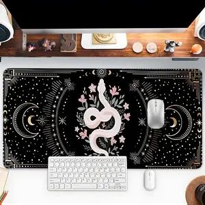 Snake & Moon Pattern Mouse Pad, Rectangle Gaming Mouse Pad, Office Desk Keyboard Mat for Home Office Desk, Desktop Accessory, Desk Accessories