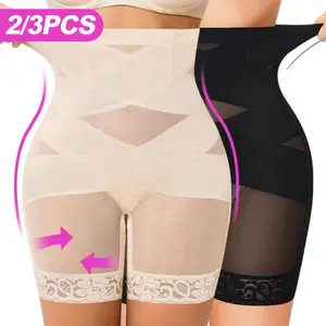 Women's 2-3 PCS High-Waisted Compression Shaper Panties - Seamless Tummy Control, Butt Lifting Lace Underwear, Thigh Slimmer Girdle for Everyday Basic, Wedding Occasions