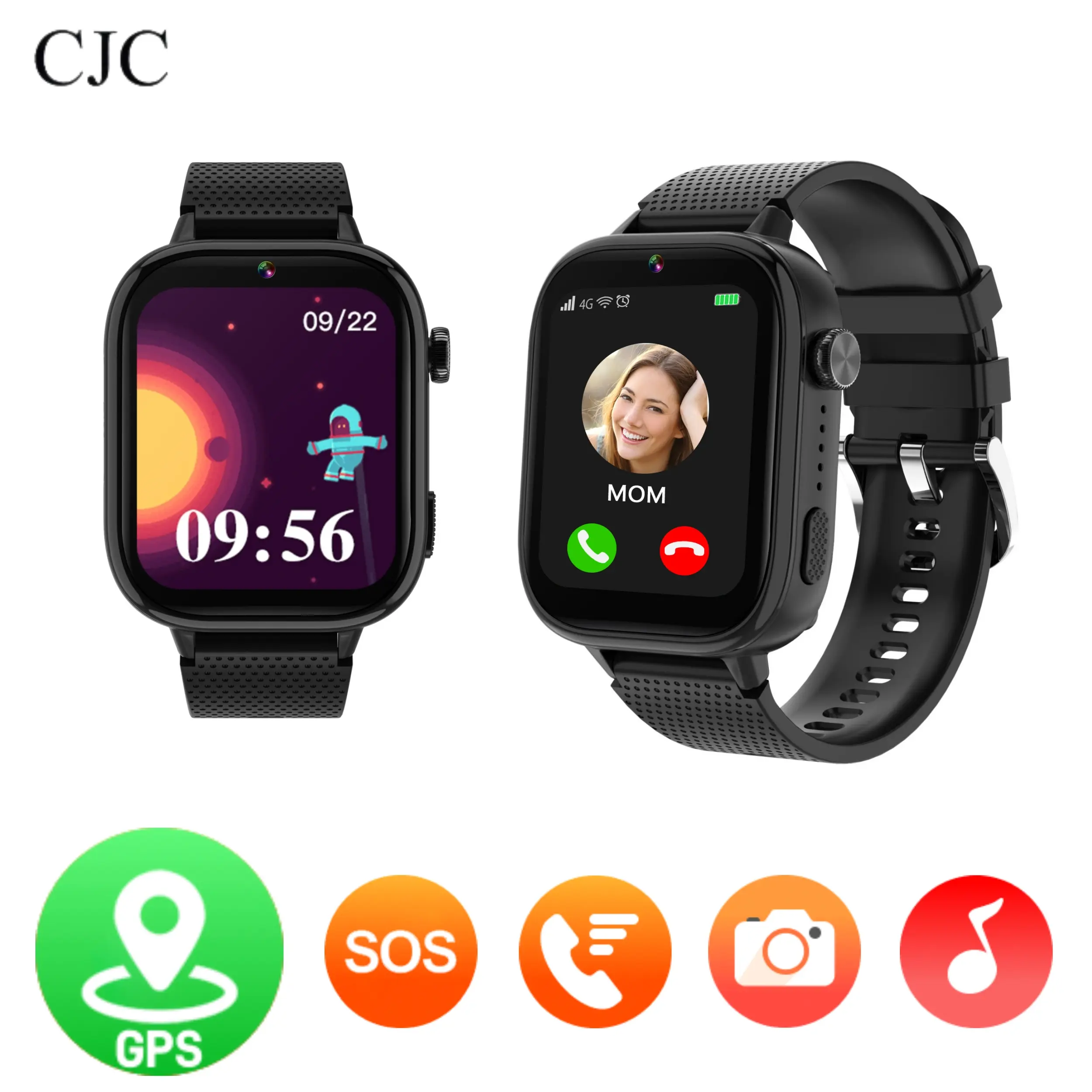 CJC 4G Smart Watch for Kids with 1.83-inch HD Touch Screen, GPS, SOS Button, Two-Way Talk, Camera, 47 Games, 4G SIM, Woven Strap, Perfect for Ages 3-12