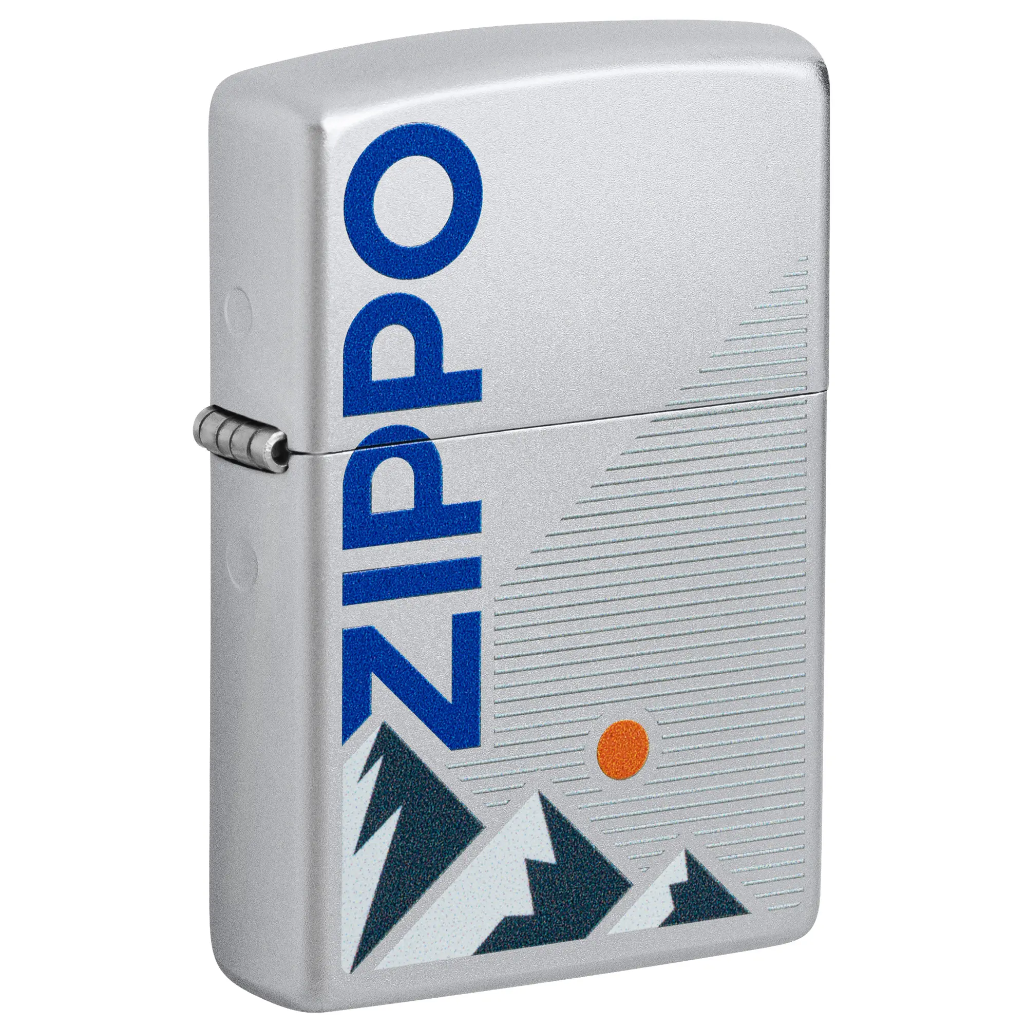 Zippo Mountain Design Satin Chrome Pocket Lighter - Made in USA