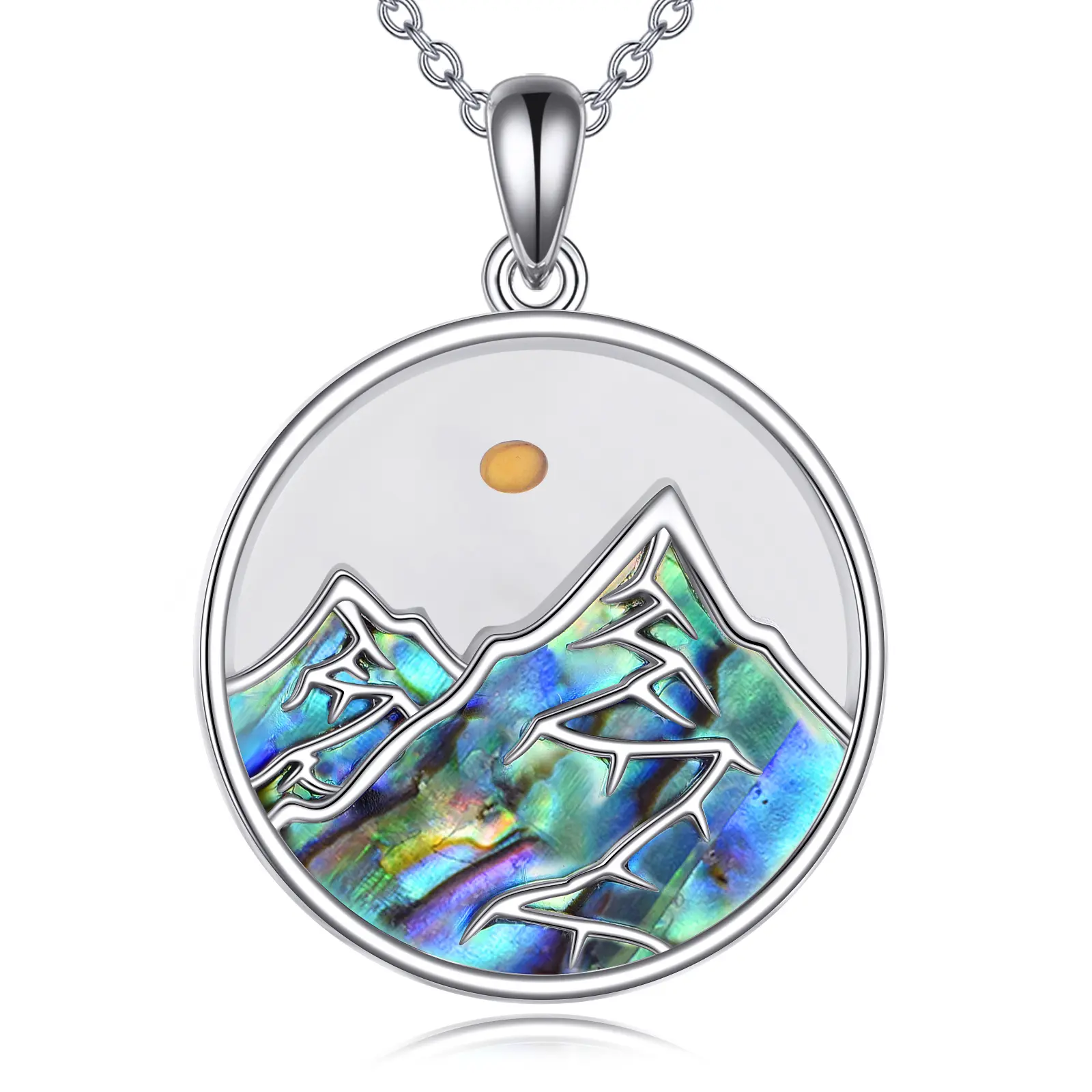 Mountain Necklace, 925 Sterling Silver, Mustard Seed Pendant, Summit Range Jewelry Gift for Women
