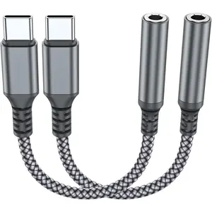 2-Pack USB Type C to 3.5mm Female Adapter,USB C to Aux Audio Dongle  Cord Headphone Jack Compatible with  17/16 Pro Max/15 Pro, Galaxy S25 S24 S23 S22 Ultra,iPad Pro MacBook
