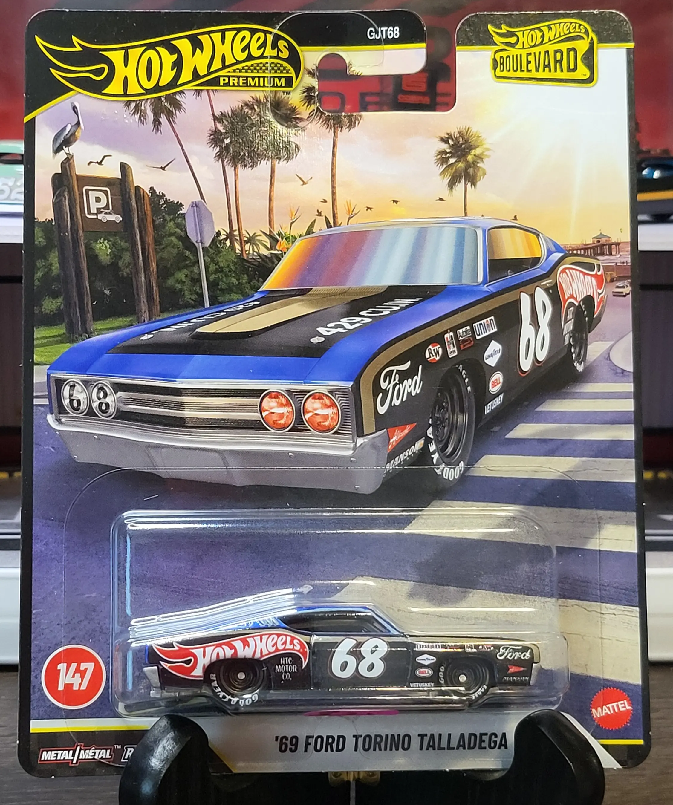 Hot Wheels Premium Boulevard 1:64 Scale 1969 Ford Torino Talladega Die-Cast Racing Car Model - Hard-to-Find Friction Vehicle, Collectible Toy for Boys and Girls (Toys & Hobbies Model Cars)