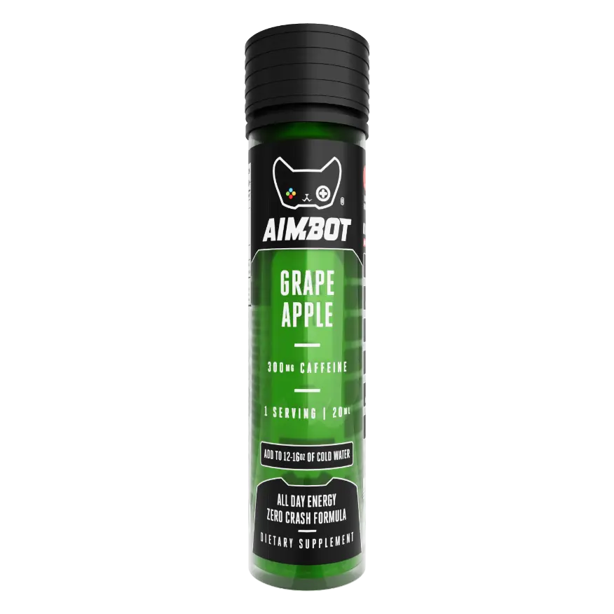 Aimbot Energy Boost – Grape Apple  – Focus & Fuel | Sugar-Free | Zero Calories | 300mg Caffeine + Nootropics Beverage Flavor