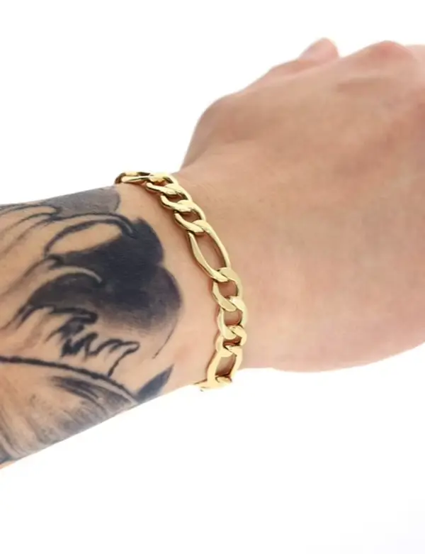 Figaro Gold-Plated Stainless Steel Bracelet, Non-Tarnish Jewelry Bracelet for Women, Non Tarnish Bracelets, Jewelry Bracelets