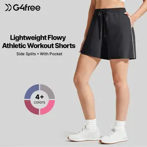 G4Free Chillwhisp Split Running Shorts for Women 3"- Built-in Shorts for Athletic Workout Gym