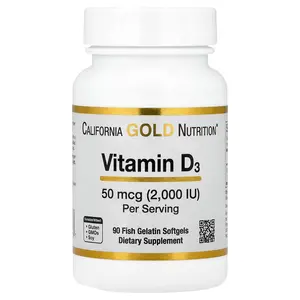 California Gold Nutrition Vitamin D3, 50 mcg (2,000 IU), 90 Fish Gelatin Softgels