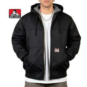 BEN DAVIS Full-Zip Hooded Jacket - BENDAVIS Medium, Durable Poly-Cotton Twill, Polar Fleece Lining, Adjustable Hood, Two Pockets, Regular Fit, Imported