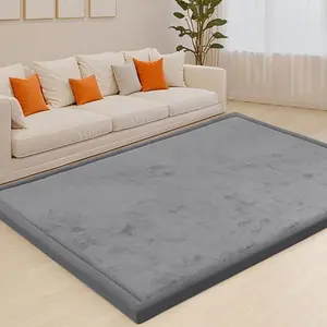 Play Mat for Floor,1.3" Thick Memory  Area Rug for Living Room,Soft  Crawling with Non-Slip Bottom for ,,59"71"  Time  Rugs,YogaDark Grey