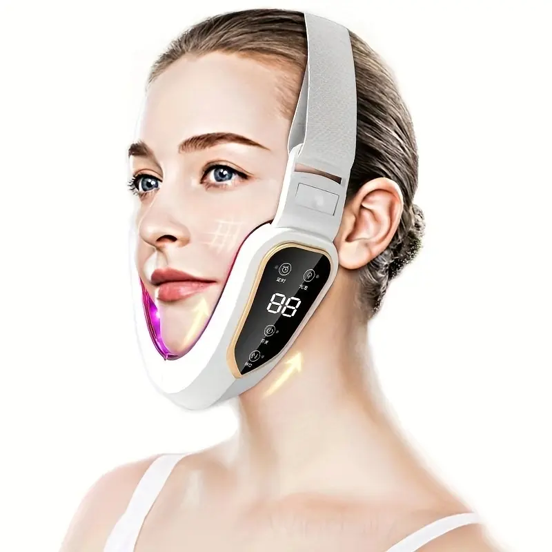 Facial Lifting Device LED Photon Therapy Slimming Vibration Massager Dual Chin V-Shaped Face Lift Machine, New Lithium Battery Included, Facial Care Instrument