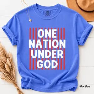 Comfort Colors One Nation Under God 250th Anniversary T-Shirt, Patriotic Christian T-Shirt, Christians Summer Vibes Tee, Trendy Religious Outfit