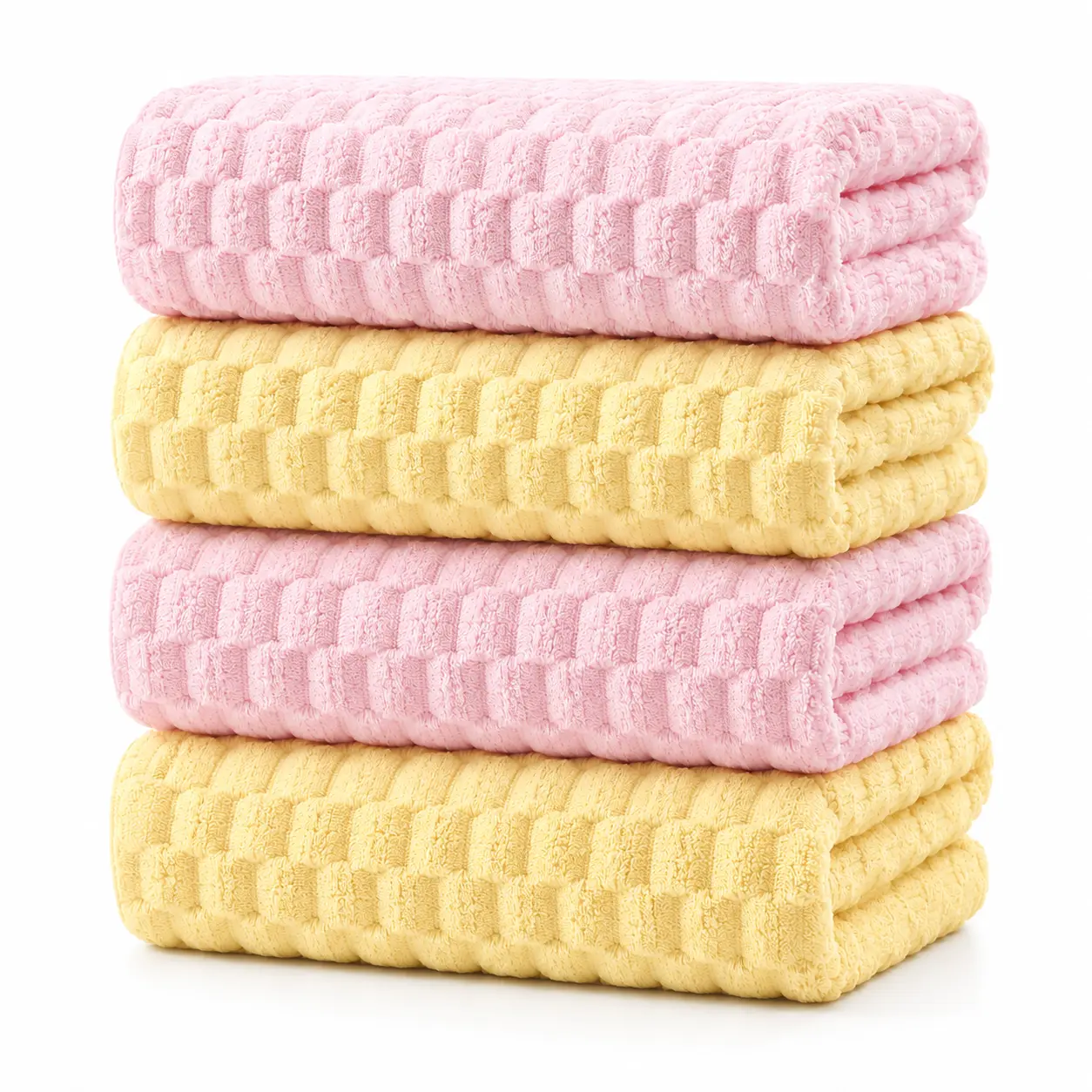 REDKISS 4-Pack Microfiber Waffle Bath Towels - 55x27 in Extra Large Multi-Item Pack Set, Super Absorbent Quick Dry Non-White Luxury Plush Towels for Bathroom, Spa, Travel