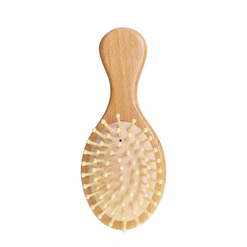 Wooden Air Cushion Hair Brush, Mini Size, Scalp Massage Comb, Wet and Dry Hair Detailing Comb, Air Cushion Comb, Portable Durable Hair Comb, Styling Haircare For Women & Men Heatless frizz Handle Goody Gel Hairbrush
