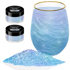 Iridescent Blue NiHome Edible Food-Grade Glimmer Powder Glitter Luster Dust Metallic Food Decorating Sprinkle Glimmery Dust for Drink Wine Beverage Cake Candy Dessert Bakery Restaurant Vegan