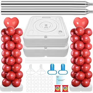 2 Set Balloon Column Stand Kit for Floor with Heavy Duty Base,  Adjustable 7 FT Balloon Tower Kit with Telescopic Design,  Balloon Pillar Kit with Metal Poles for Party Decoration