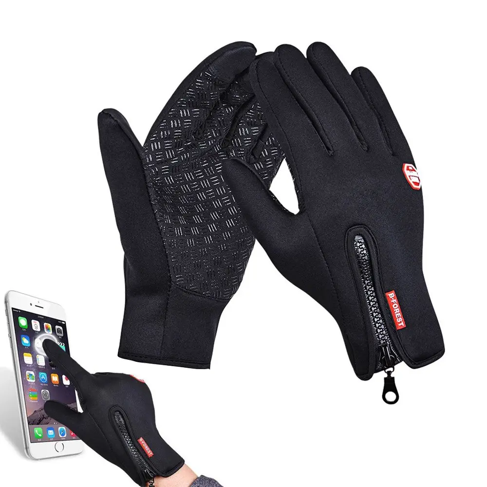 Unisex Thermal Riding Gloves, Windproof & Water-Resistant Full Finger Winter Gloves with Touchscreen Tip & Anti-Skid Silicone Grip, Winter Motorcycle Gloves