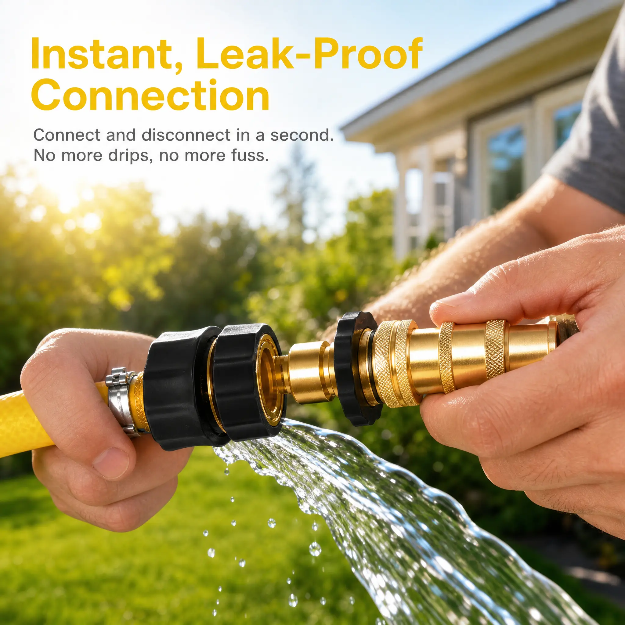 3/4" Garden Hose Quick Connectors - 6-Pack Leak-Proof Male-Female Water Hose Adapters, No-Tool Instant Connect for Garden, Car Wash Use
