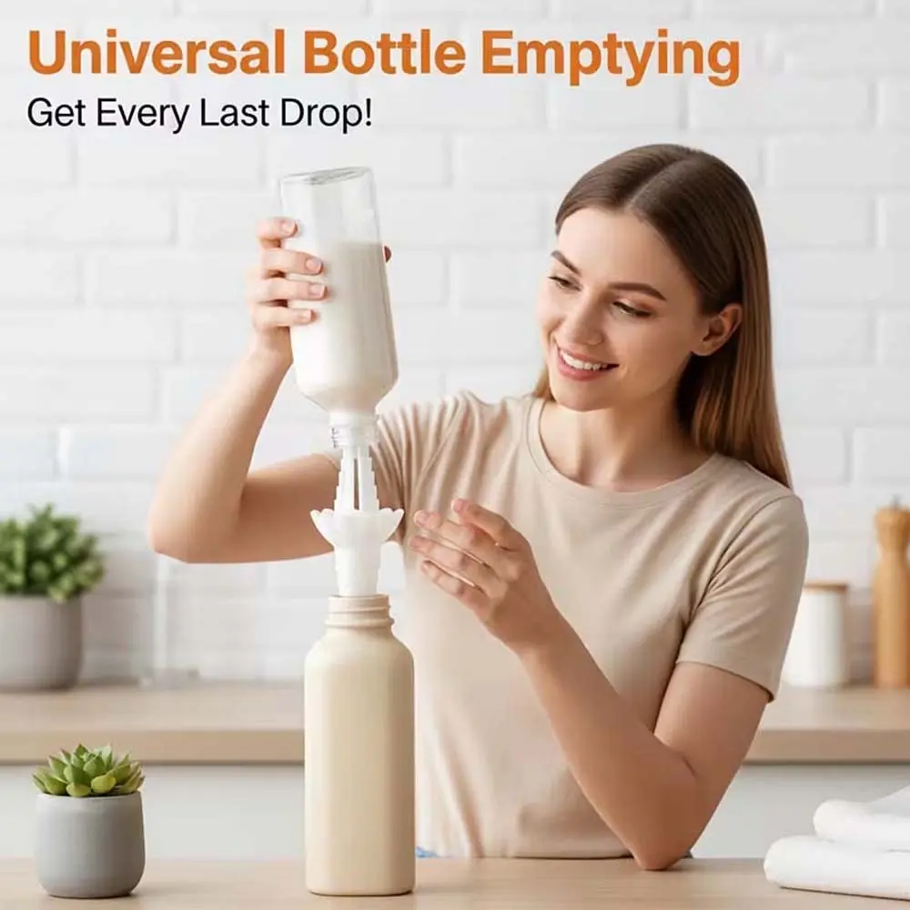 1pc Universal Bottle Emptying - Reusable Liquid Transfer Connector, No Waste Funnel Adapter, Compatible With Soap, Shampoo, Conditioner, Lotion & Bathroom Use, Bathroom Essentials, Liquid Emulsion Dispensing Bottle Dispenser