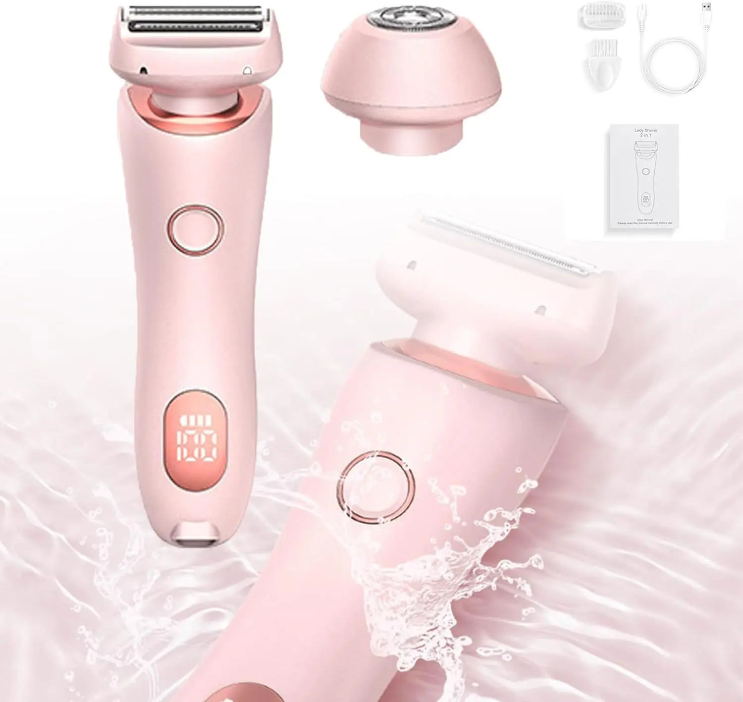 2 in 1 Electric Shaver Razors for Women,  Mermaid Shaver,Waterproof Wet Dry Portable Body Hair Trimmer,smooth,daily,stainless steel, Gentle Sensitive