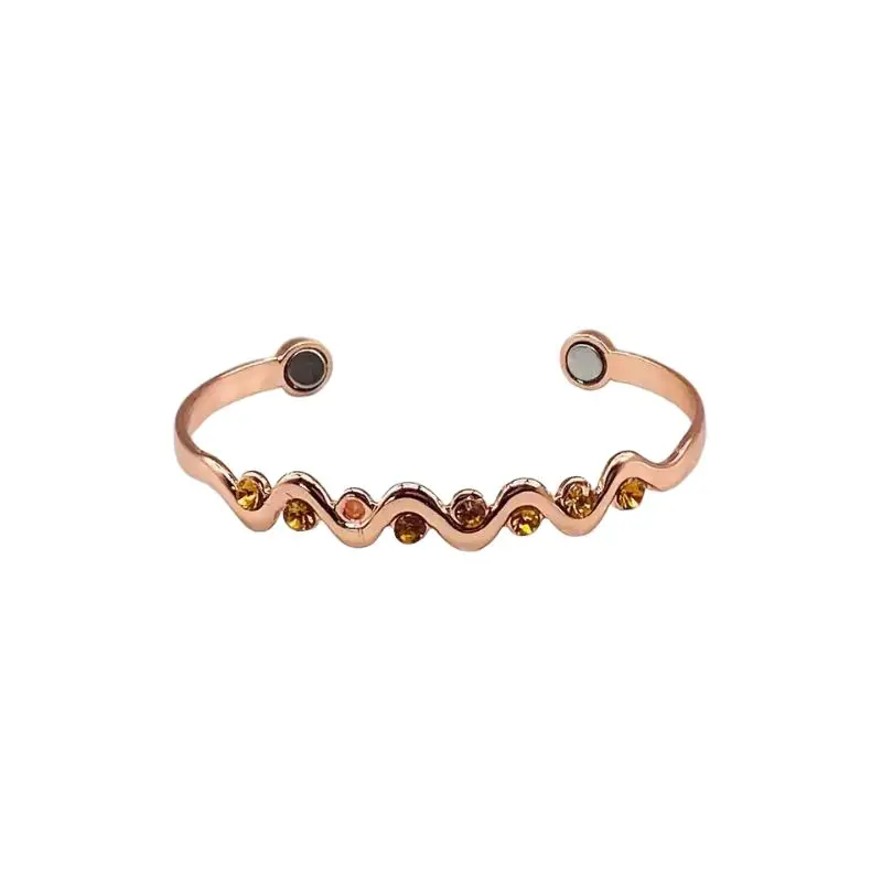 Snake Pattern Copper Magnetic Bracelet — Adjustable Open Cuff Serpent Jewelry