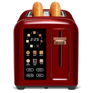 Stainless Toaster LCD Display&Touch Button,Toaster 2 Slice,  50% Faster Heating Speed, 1.4'' Wide Slots Toaster, 4 Basic+More Timer Functions, Removable Crumb Tray, 1350W