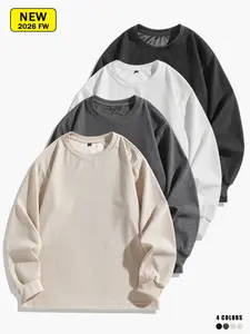 Men’s corduroy crewneck sweatshirt for spring/autumn, loose fit, breathable and comfortable fabric