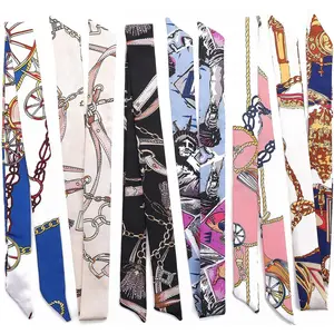 12 count Fashion Silk  Scarf Handbag Handle Wrap Ribbon Neckerchief Scarf Mixed Hair Scarf Handbag Scarf for Women
