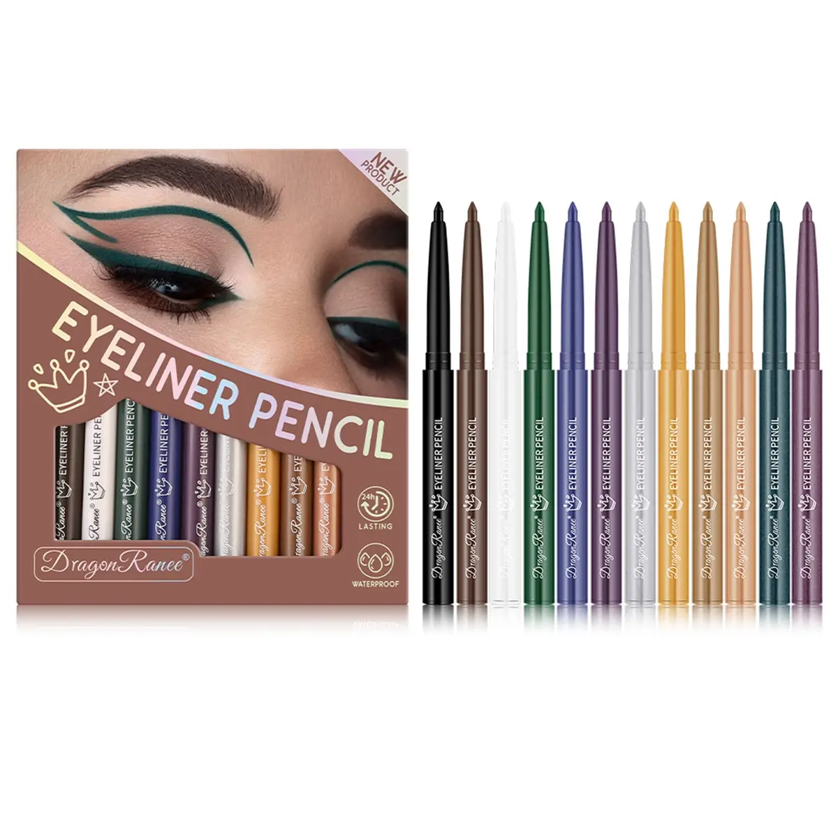 12-Piece Colorful Eyeliner Pencil Set, Pearl Eye Shadow Pen, Matte Eyeliner Rotating Pen Kit, Longwear Eye Liner, Eye Makeup Products, Makeup Essentials