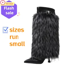 Women Winter Charming Party Outfits Furry Black High Heeled Boots Christmas Holiday Vacay Vibe For Fall And Winter New Year Holiday Valentine Gifts Summer Shoes Valentines Spring Shoes