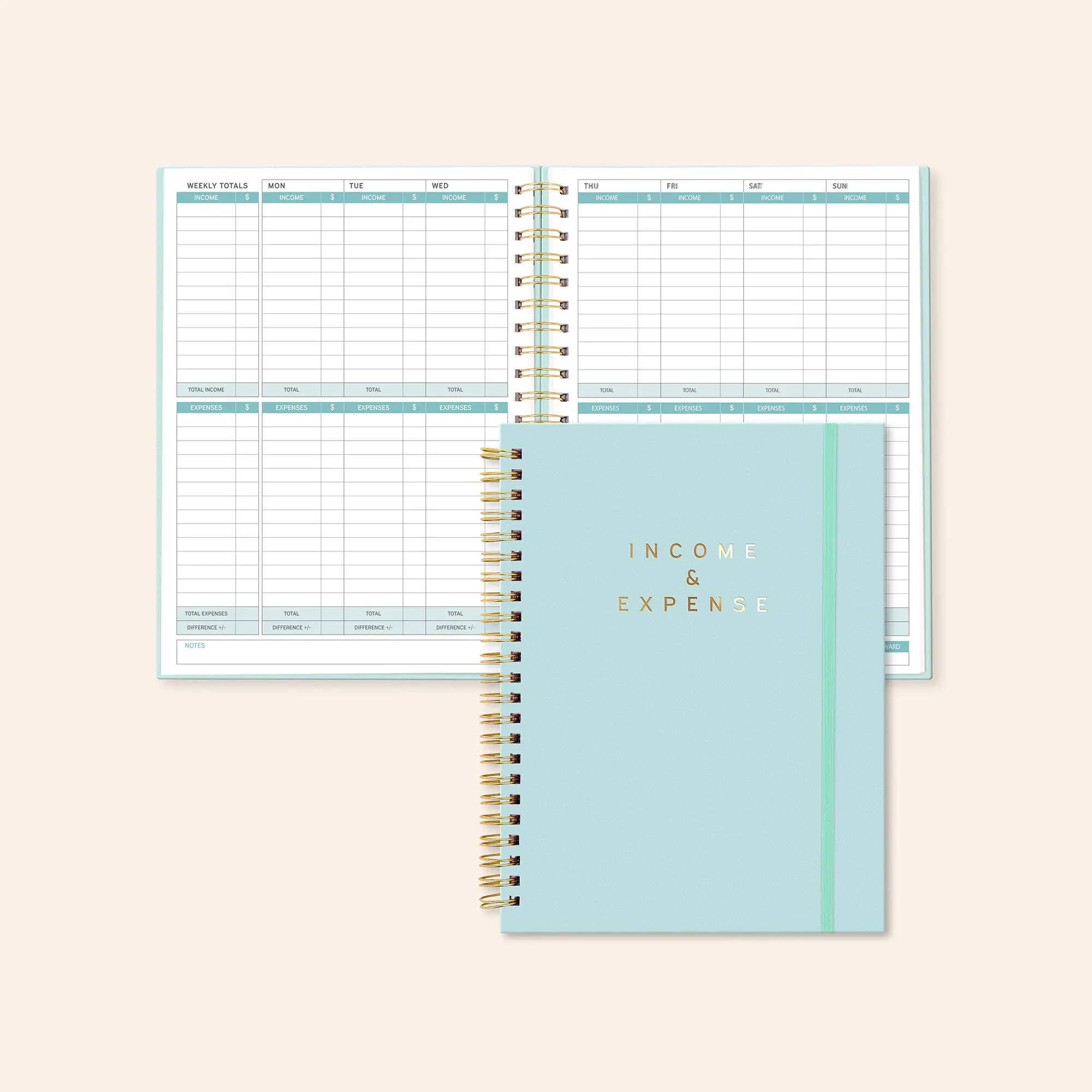 SWEETZER & ORANGE Income and Expense Tracker Notebook - 104 Pages, 8.4" x 11.2" for Small Business with Ledger Book for Bookkeeping