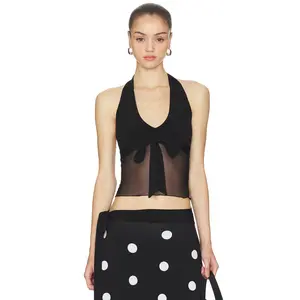 Frankies Bikinis May Mesh Halter Top in Black