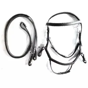 English Competition Bridle in Premium Brown Leather, Fully Adjustable for Show Ring Events with Extra Strength Hardware (Reins Not Included)