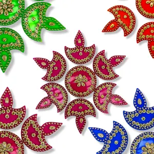 LoveNspire Exquisite Handmade Acrylic Diya Rangoli Reusable Indian Decor for Diwali Navratri Home Temple Cherished Gift Stunning Ambiance Lightweight Religious Set Traditional Ornaments