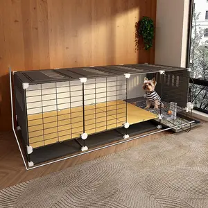 Large Dog Cage with Tray, Home Use Rabbit Cage, Indoor Dutch Pig Cage, All-In-One Cat Cage, Pet House, Escape Proof Kennel, Comfortable & Durable Design, Litter Tray