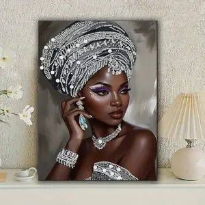 African Woman Diamond Art Kits for Adults,5D Partial DIY Diamond Painting kit for Beginners,Special Shaped Diamond Art,Sparkling gem Art,Diamond Mosaic Embroidery,Wall Art Home Decor,11.81x15.7inch summerwins