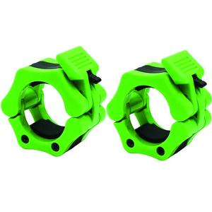 2 Inch Barbell Collar Standard Non-Slip Barbell Clamps for Weightlifting Fitness Strength Training Quick Release Adjustable 1 Pair Weight Plate Clips (Green)