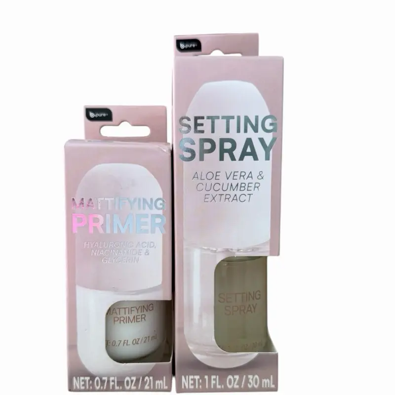 Mattifying Primer Hyaluronic acid, niacinamide, and glycerin + Aloe vera,cucumber extract Setting Spray set