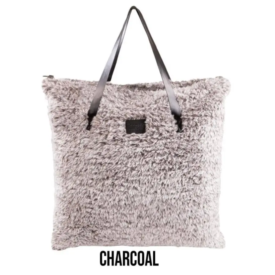 Blanket Tote-Charcoal & Taupe