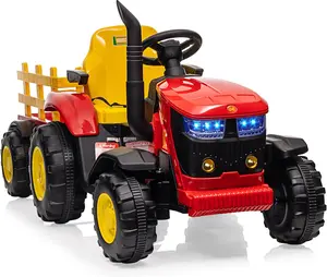 GARVEE 12V Remote Control Tractor  with 7-LED & Safety Belt - Red