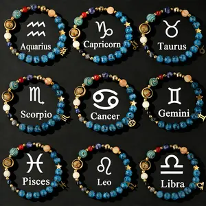 Solar System Zodiac Bracelet for Men & Women, Galaxy Style Protection Bracelet, Fashion Jewelry Gift Idea for Girlfriend, Mom, Bestie, Trendy Versatile Accessory, Perfect Birthday Present