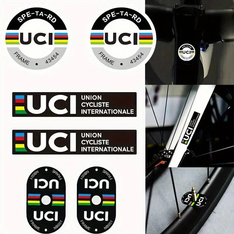 2D flat sticker 6pcs/sheet, Decorative Stickers, UCI road bike sticker - valve ring sticker/bicycle spoke sticker, PVC reflective material