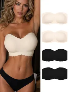 Wavy Edge Seamless Strapless Bra, Push-Up Anti-Slip Control Top, Sexy Invisible Cami Underwire Free Bra, Perfect for All Occasions
