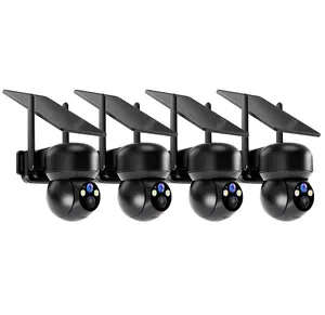 [4K Live View] 4-Pack 4G LTE Solar/Battery Outdoor Security Camera | No WiFi Needed, Built-in SIM Card | 300M Free Data + Unlimited Plan (Subscription) | 360° Wireless Panoramic Motion Detection for Home Outdoor Surveillance