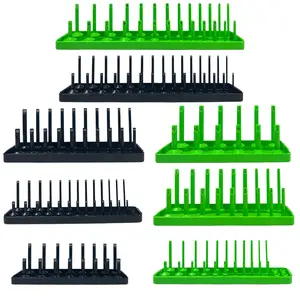 8-Piece Socket Organizer Holder Tool Box Metric & SAE Socket Holder 2PCS 1/4" 4PCS 3/8" 2PCS 1/2" Sockets Tray Heavy Duty Rail Deep & Shallow Long Sockets Organizer for Tool Box Drawer TikTokShopBacktoSchool