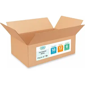 IDL Packaging - B-18126-10 Medium Corrugated Shipping Boxes 18"L x 12”W x 6"H (Pack of 10) - Excellent Choice of Strong Packing Boxes for USPS, UPS, FedEx Shipping