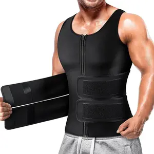 Sauna vest, double belt sauna vest waistband, men's body shaping waistband gym fitness breathable sweat-absorbent abdominal shaping vest muscle sports compression fitness clothes