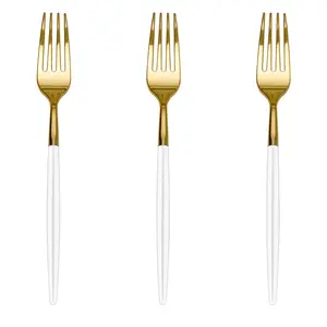Trendables Forks Ivory/Gold | 20 Count